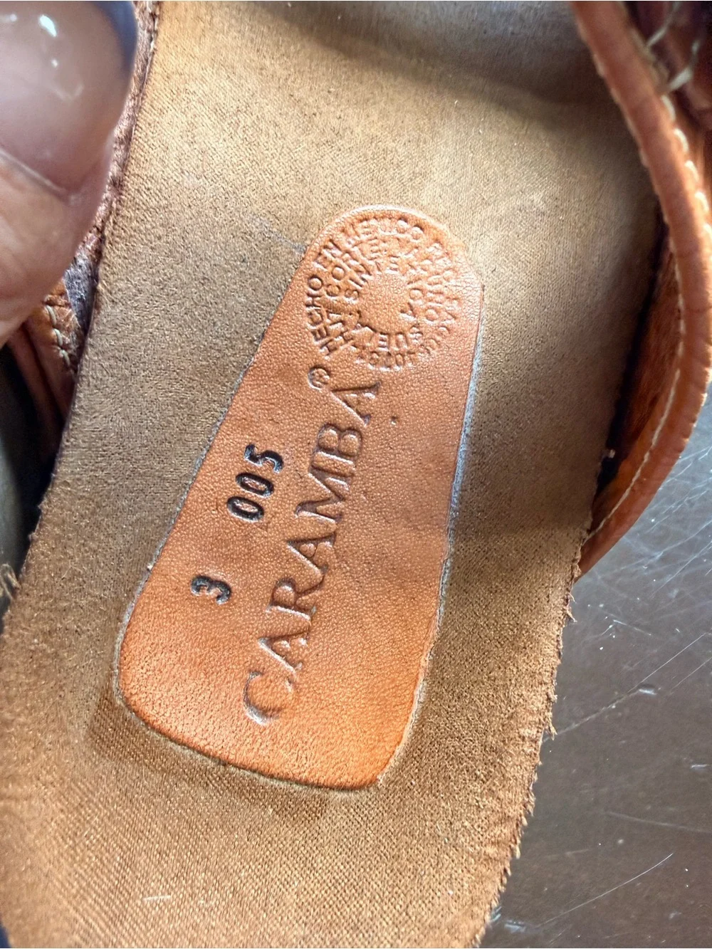 Women’s Brown Embossed Leather Double-Buckle Sandals Estimated Size 7.5/8